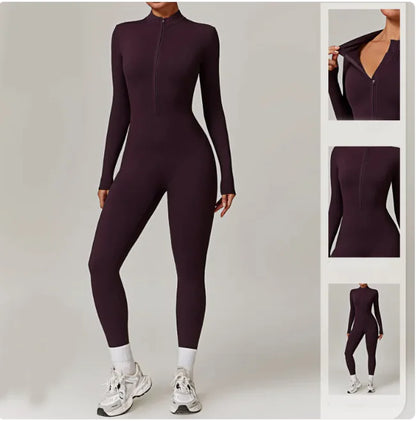 Women's Zippered Yoga Jumpsuit